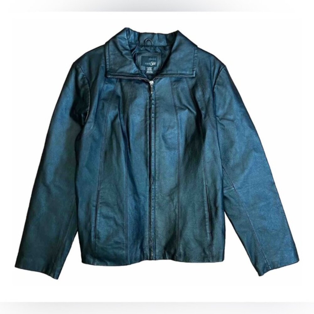 east5th 100% GENUINE LEATHER Full Zip Lined Black Jacket with Pockets Size XL